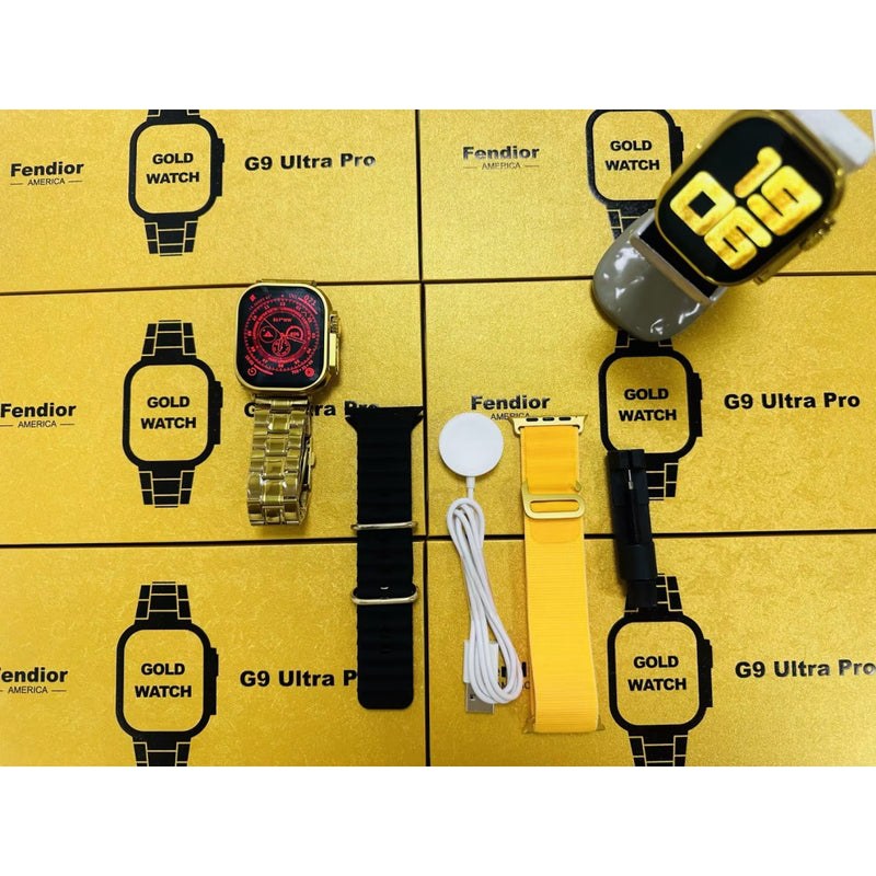 Relógio Inteligente  G9 Ultra Pro Gold 3 pulseiras
